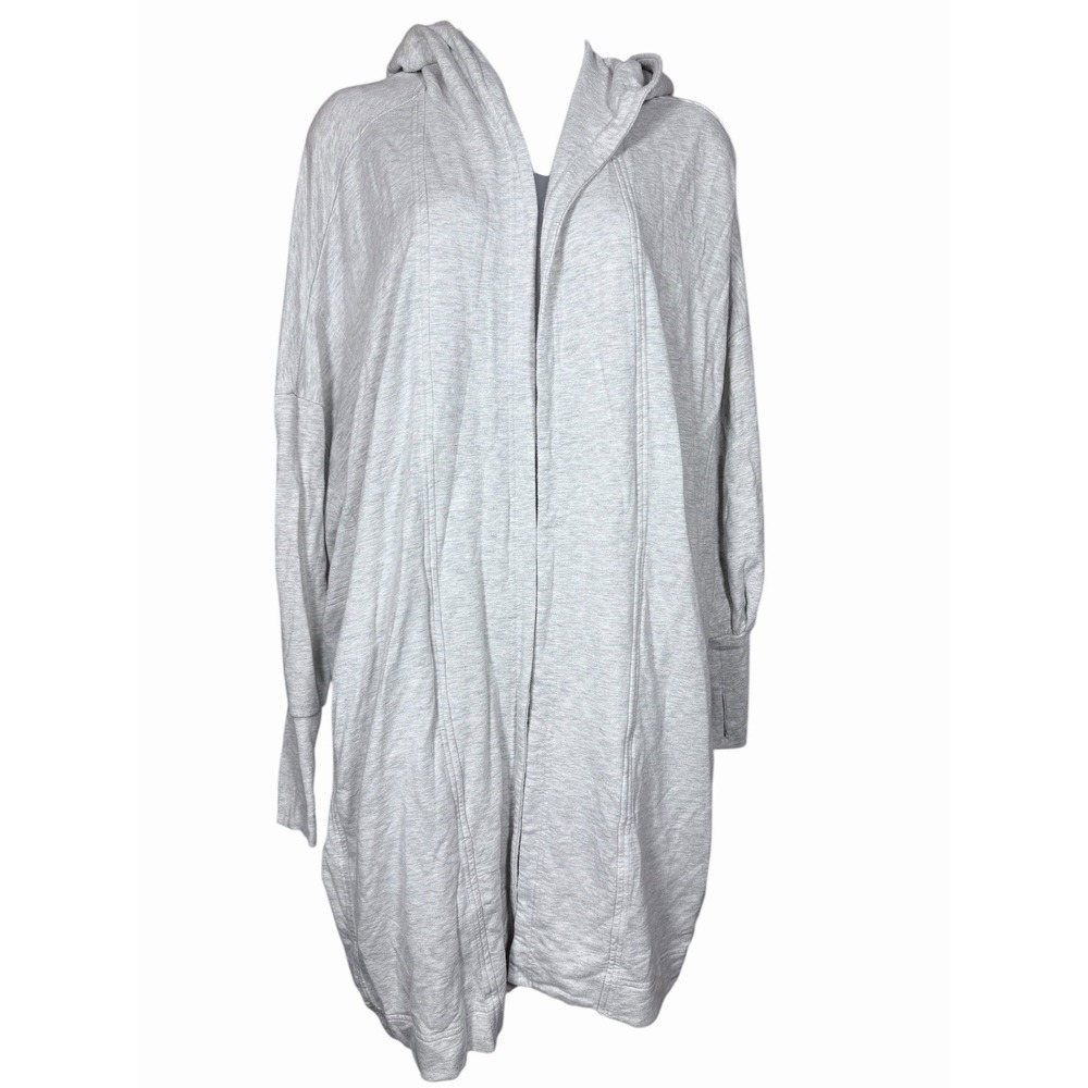 Athleta Women Mantra Wrap Hoodie Gray Cardigan Oversized Sweater Athleisure XS